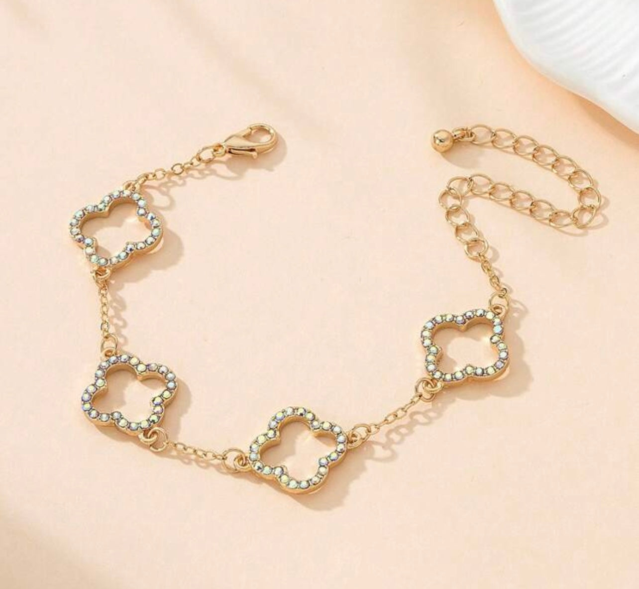 Four leaf clover Cubic Zicronia lucky charm bracelet