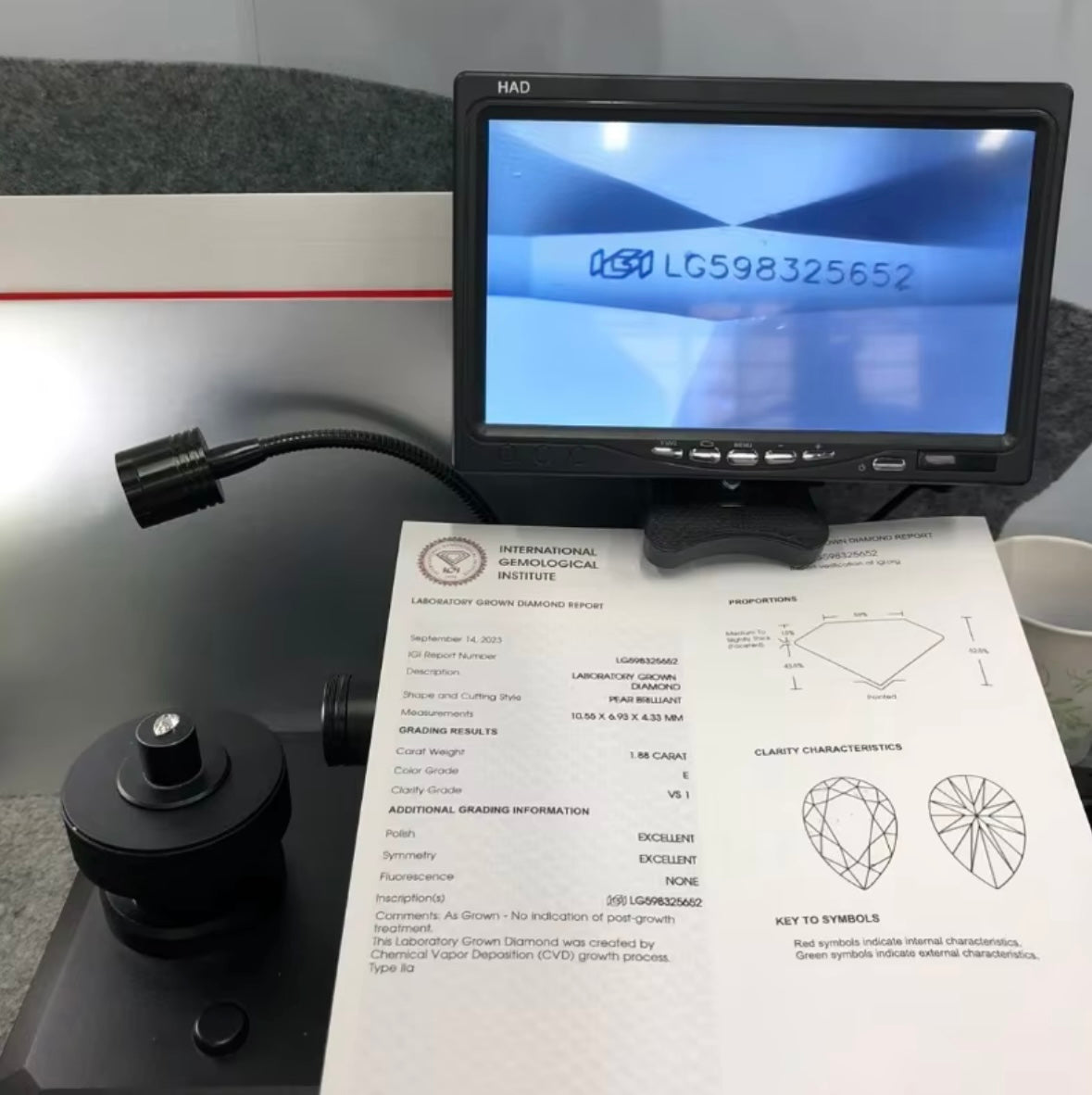 Pear Shape Lab Grown Diamond With IGI Certificate