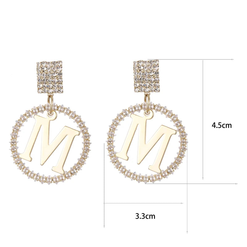 Luxury Vintage M Letter Drop Earrings