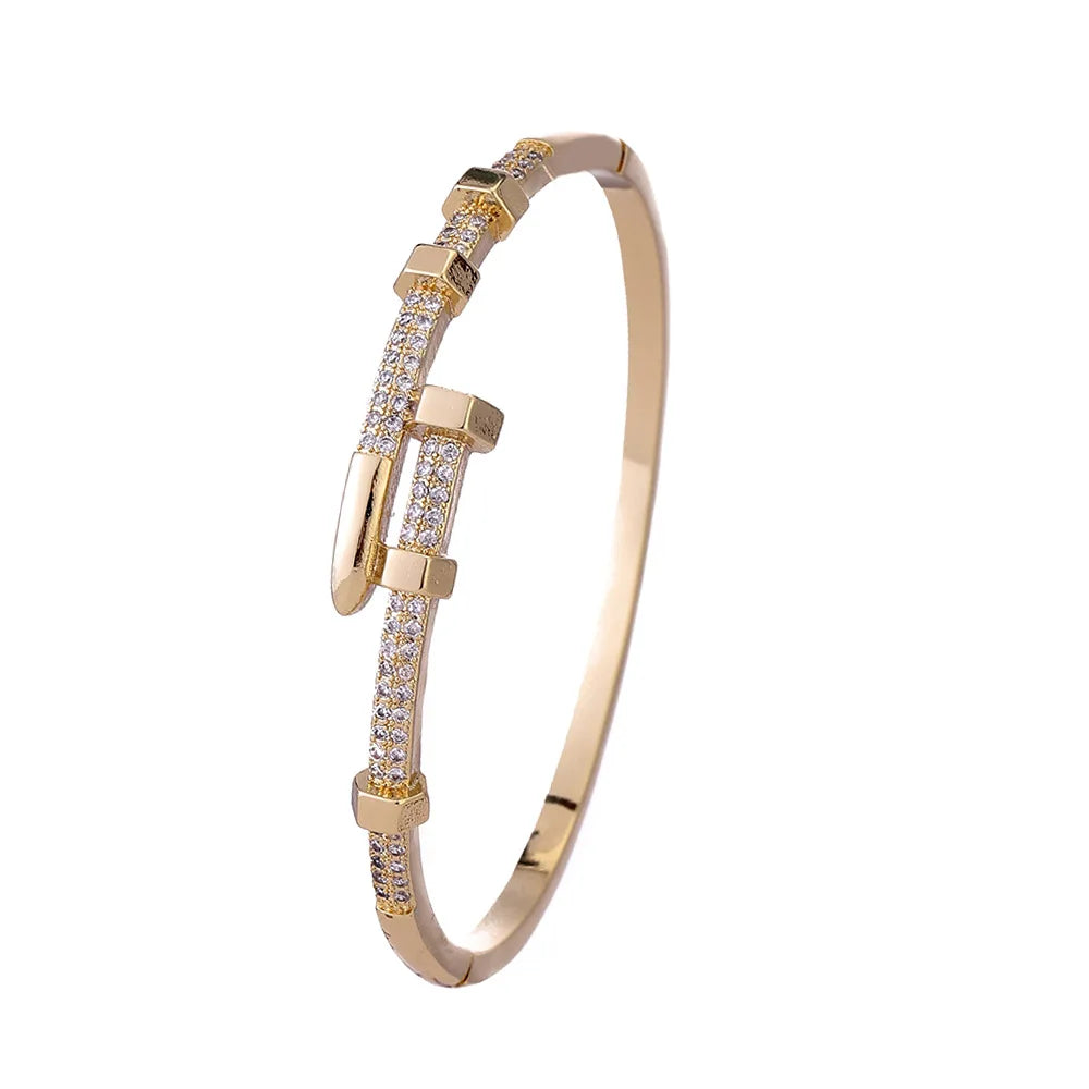 Classic Italian Gold plated cubic zirconia bangle