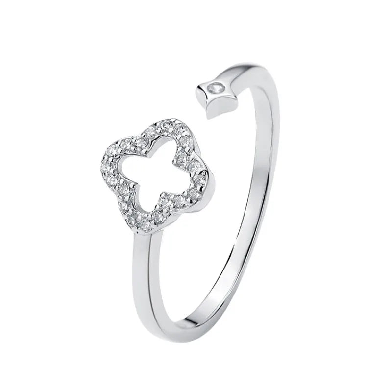925 Sterling Silver Four Leaf Clover ring