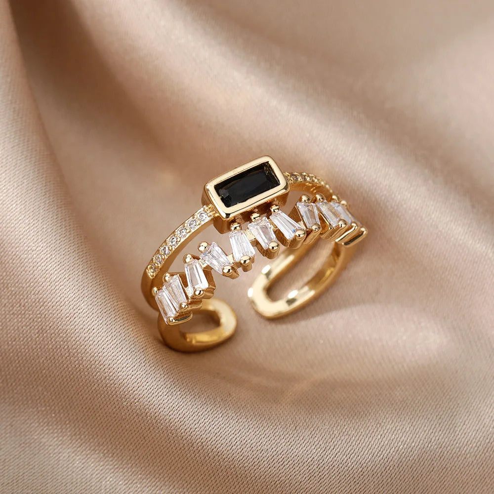 Gold Plated Double Layer Zirconia Ring