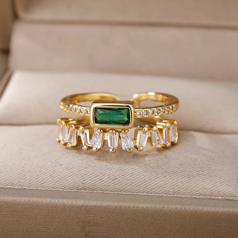 Gold Plated Double Layer Zirconia Ring