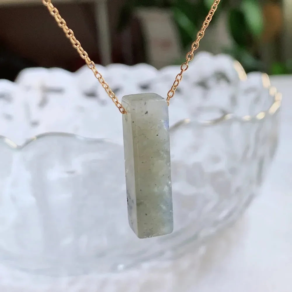 Natural Crystal Reiki Stone Pendant Necklace