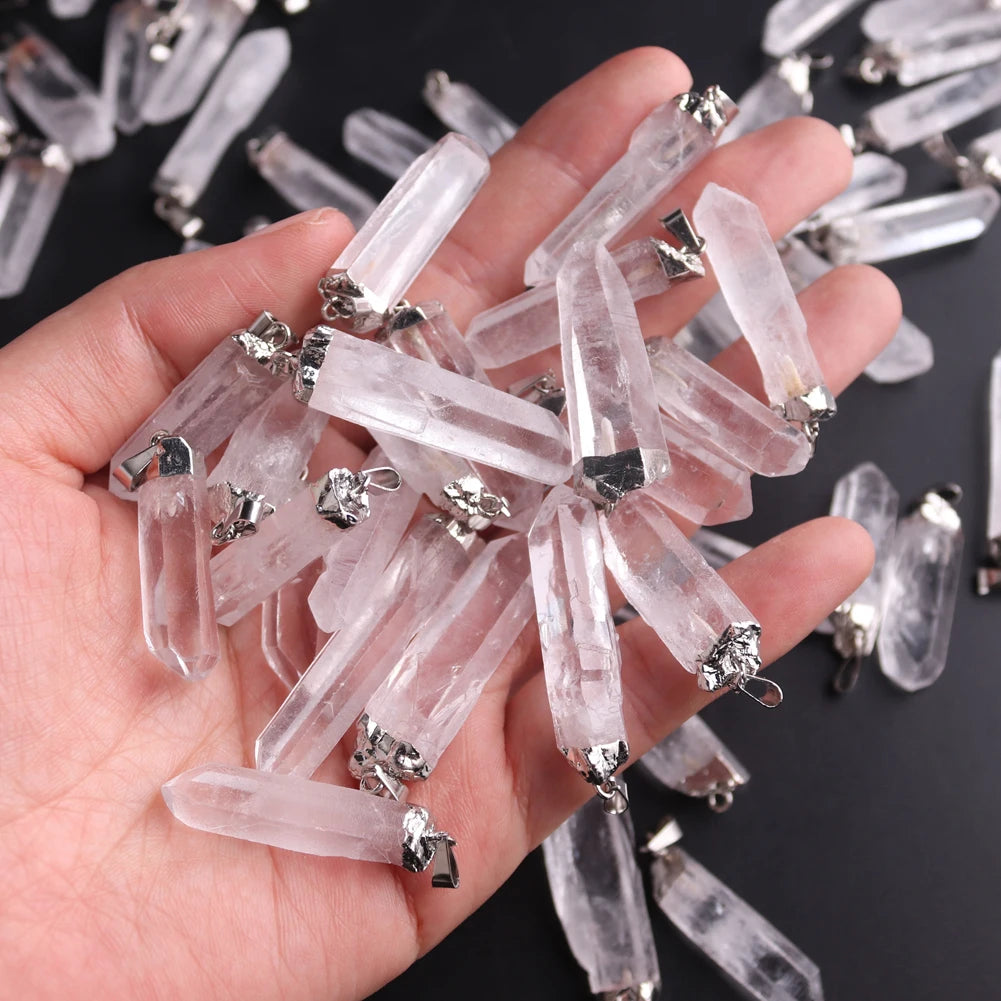 Natural Raw Clear Quartz Crystal Pendant Necklace – Energy, Healing & Elegance