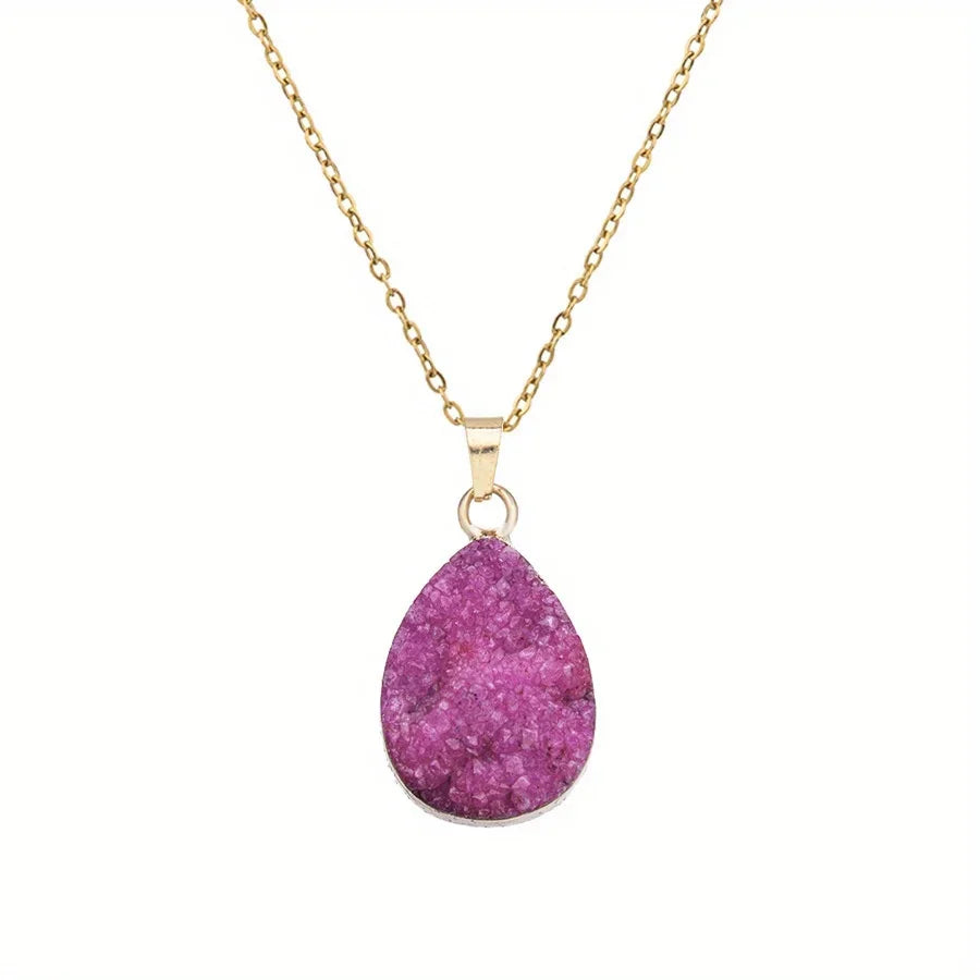 Natural Stone Raw Amethyst Water Drop Necklace – Elegance, Energy & Meaning