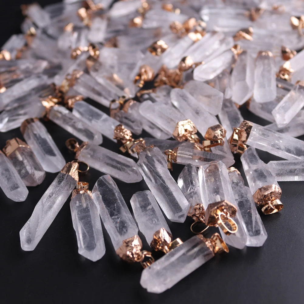 Natural Raw Clear Quartz Crystal Pendant Necklace – Energy, Healing & Elegance