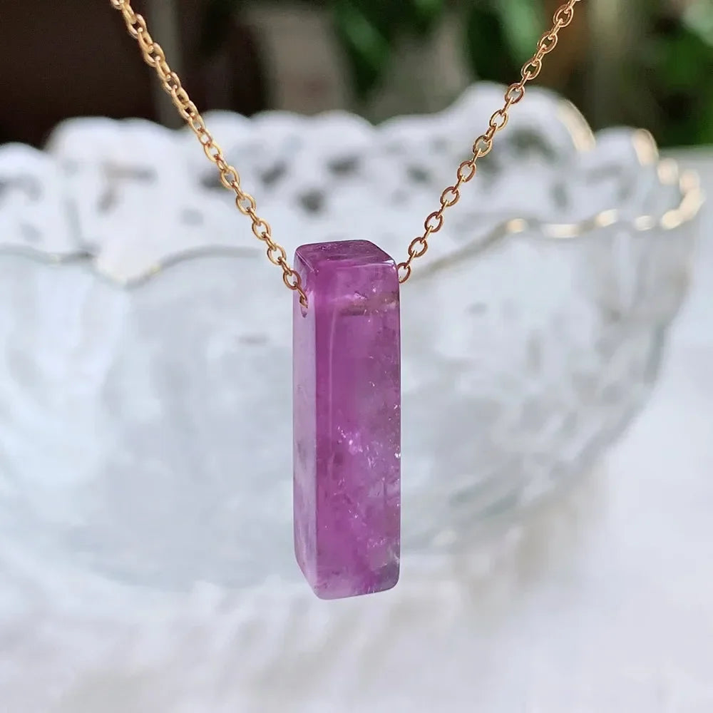 Natural Crystal Reiki Stone Pendant Necklace