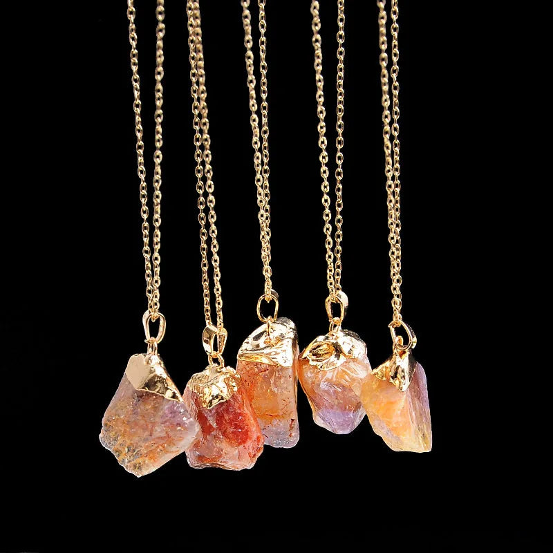 Irregular Healing Chakra Raw Crystal Gemstone Necklace