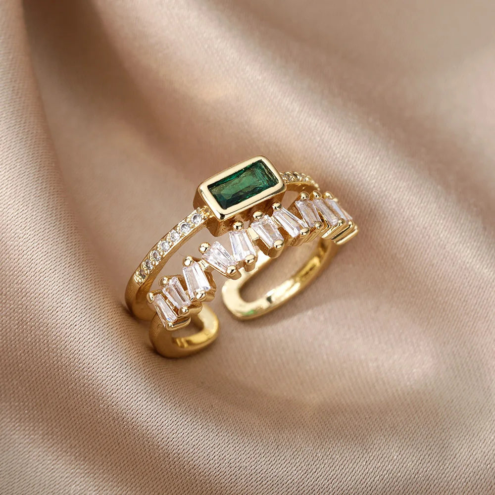 Gold Plated Double Layer Zirconia Ring