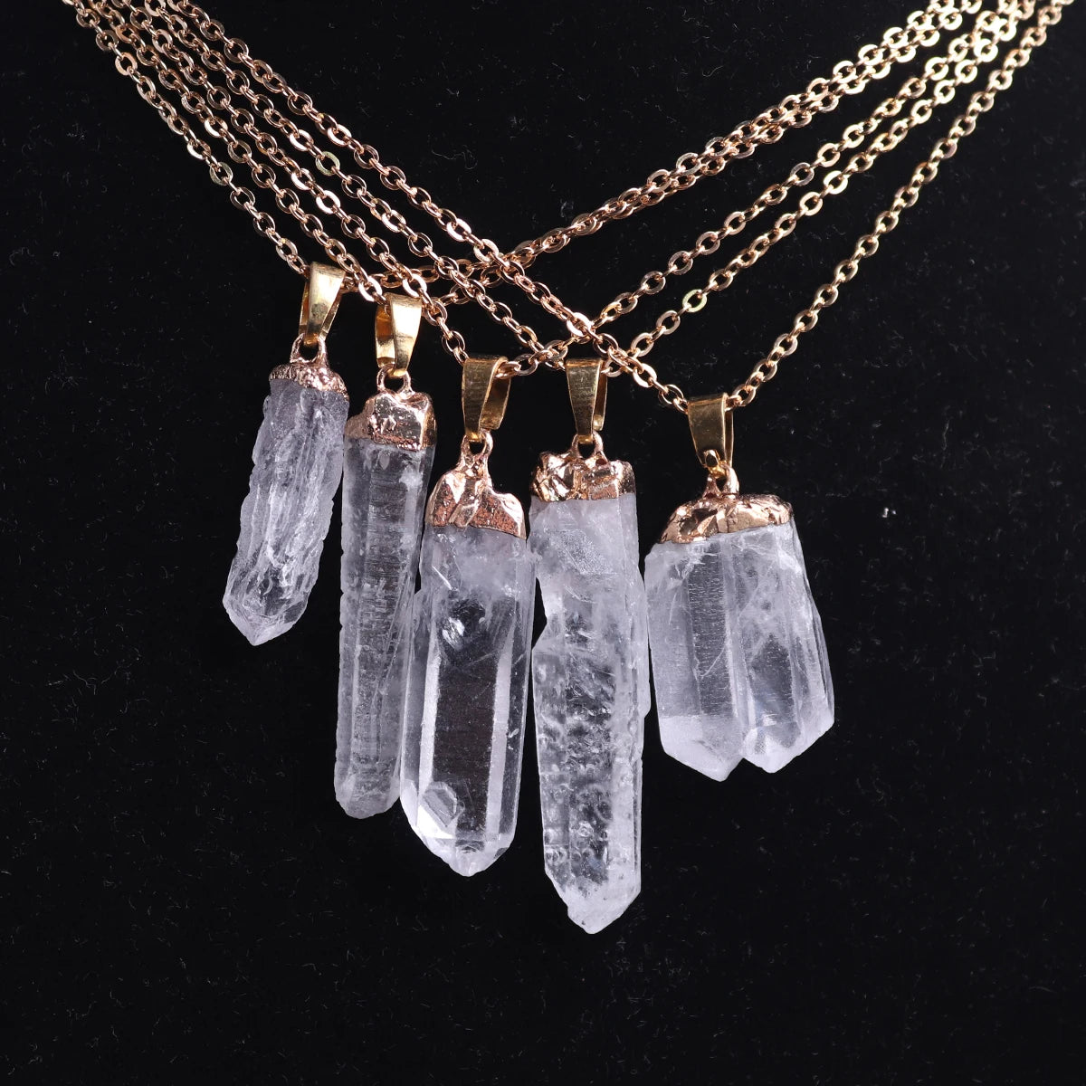 Natural Raw Clear Quartz Crystal Pendant Necklace – Energy, Healing & Elegance