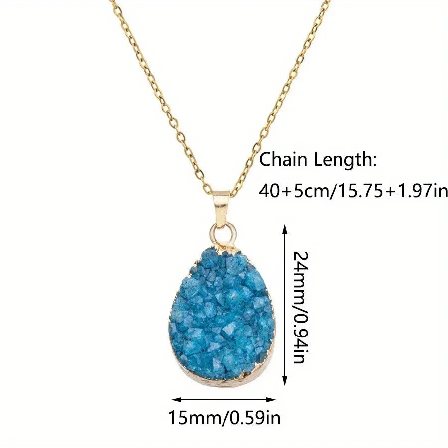 Natural Stone Raw Amethyst Water Drop Necklace – Elegance, Energy & Meaning