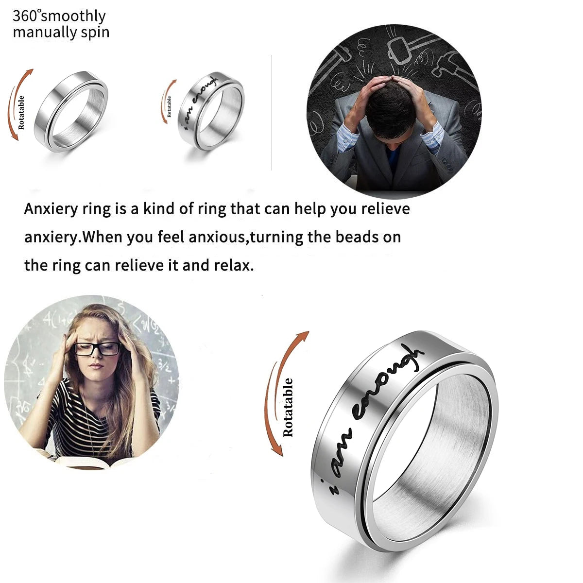 I Am Enough Anti Anxiety Ring