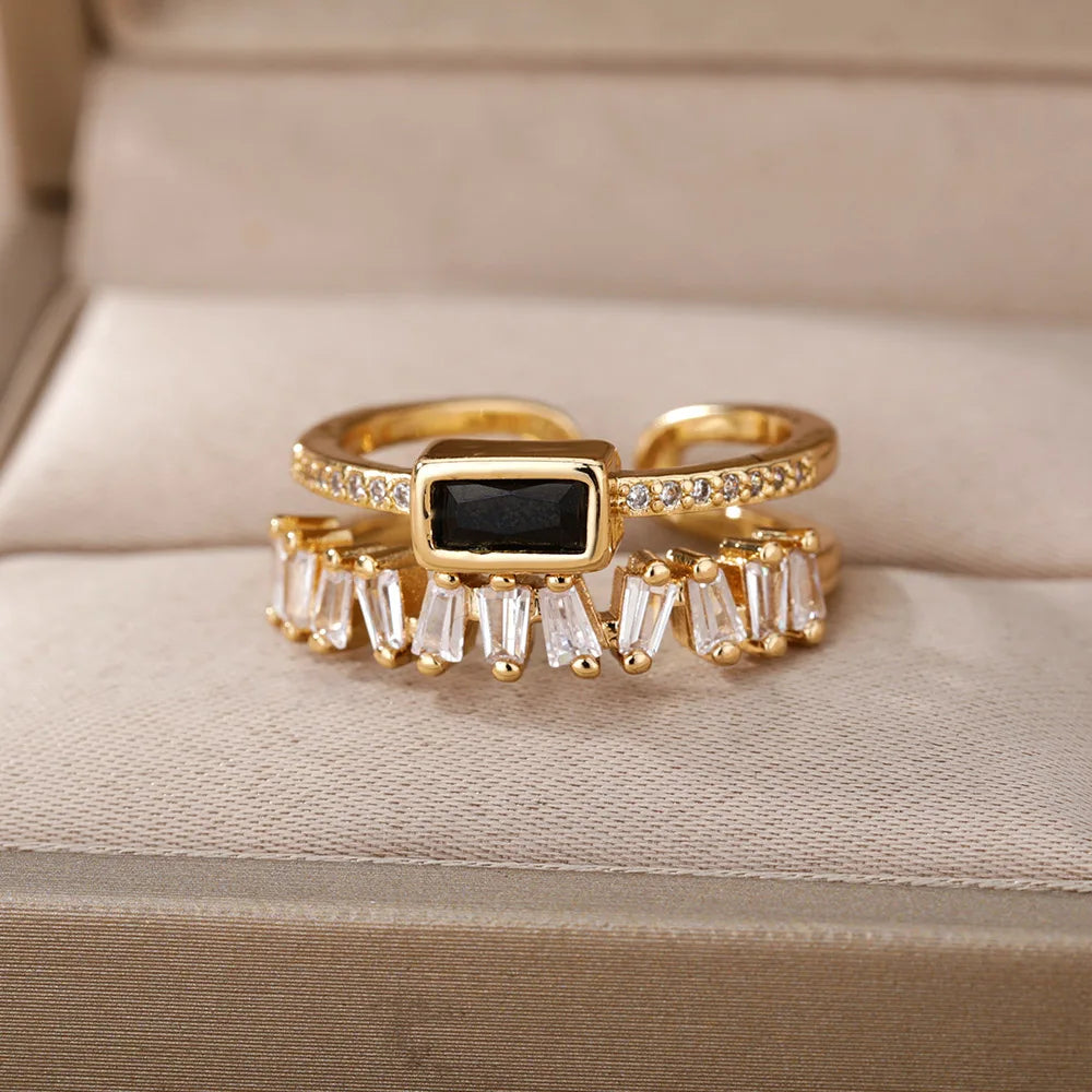 Gold Plated Double Layer Zirconia Ring
