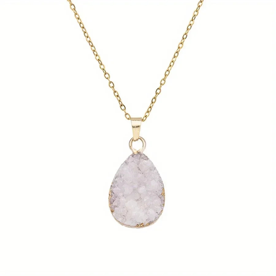 Natural Stone Raw Amethyst Water Drop Necklace – Elegance, Energy & Meaning