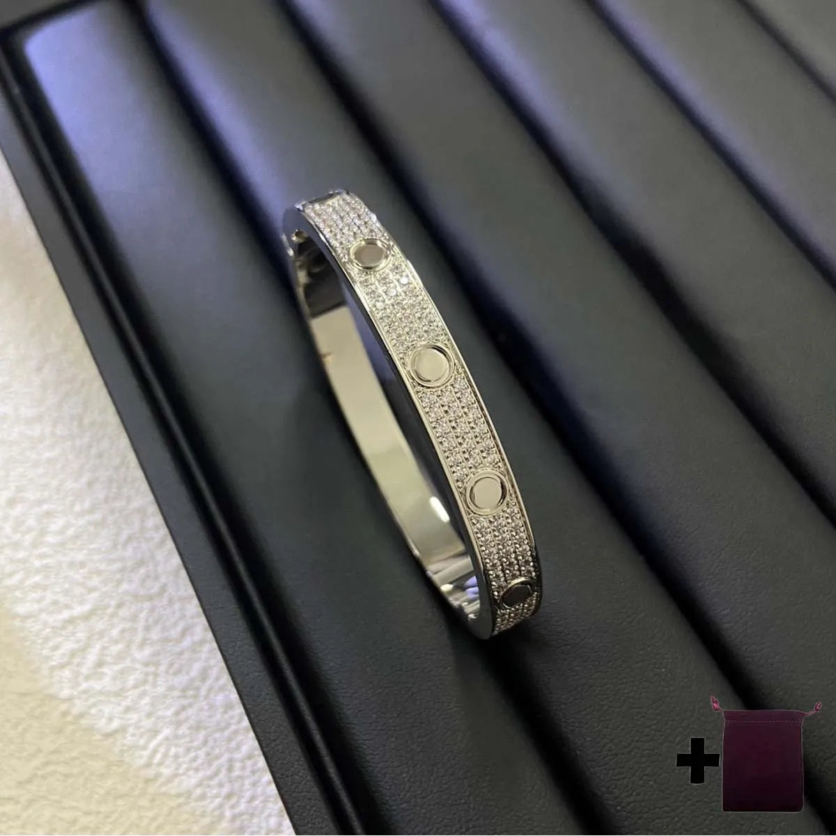 925 Sterling Silver Cubic Zicronia Diamond Buckle Bracelet