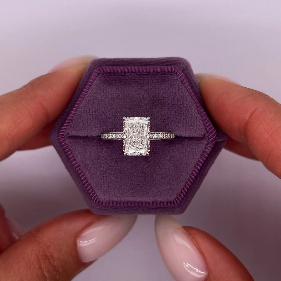 14K White Gold Radiant Cut Lab Grown Diamond Engagement Ring