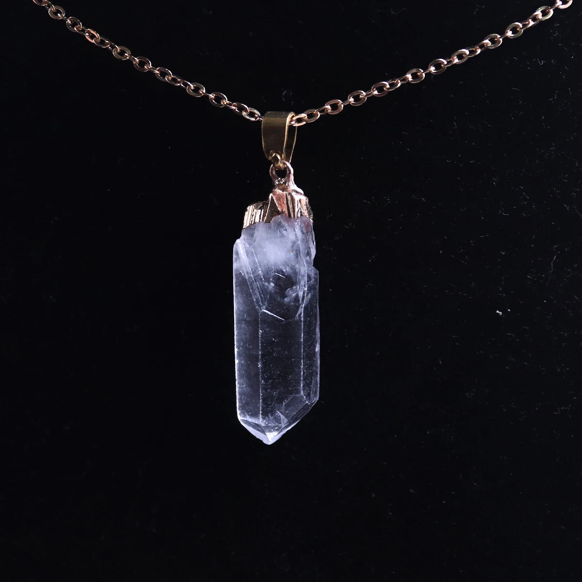 Natural Raw Clear Quartz Crystal Pendant Necklace – Energy, Healing & Elegance